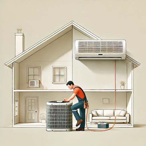 Technician replacing old AC unit in Tampa, FL